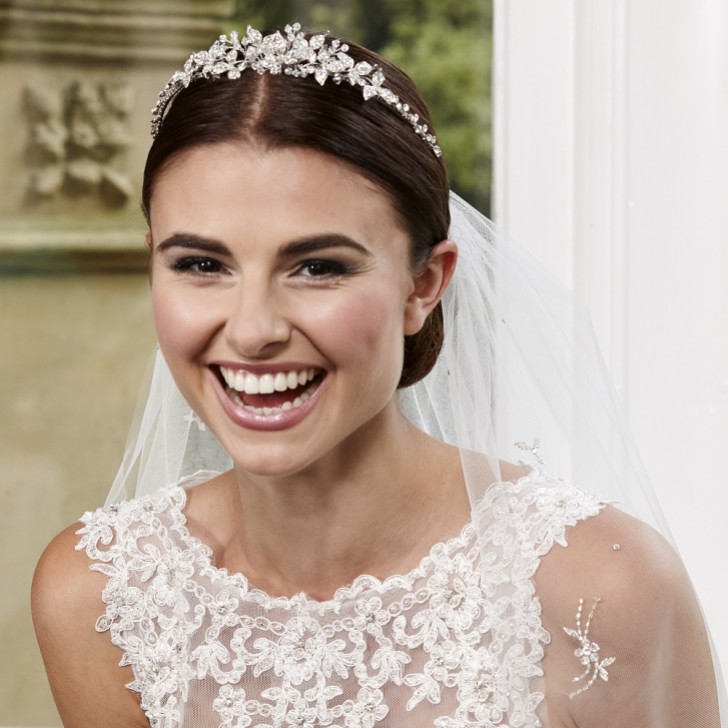 Linzi Jay Tiara da sposa con foglie impreziosite da cristalli LT639