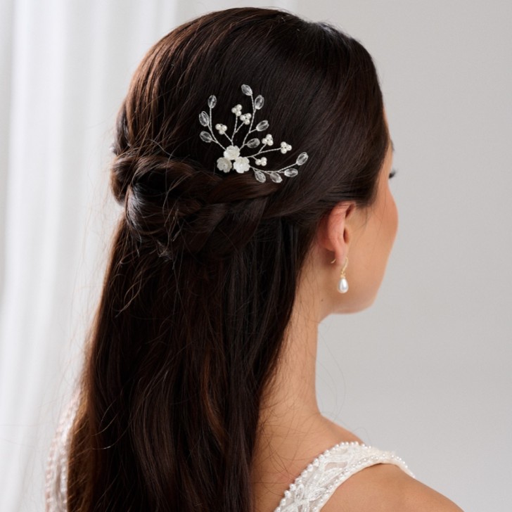 Lottie Floral Pearl and Crystal Hair Pin