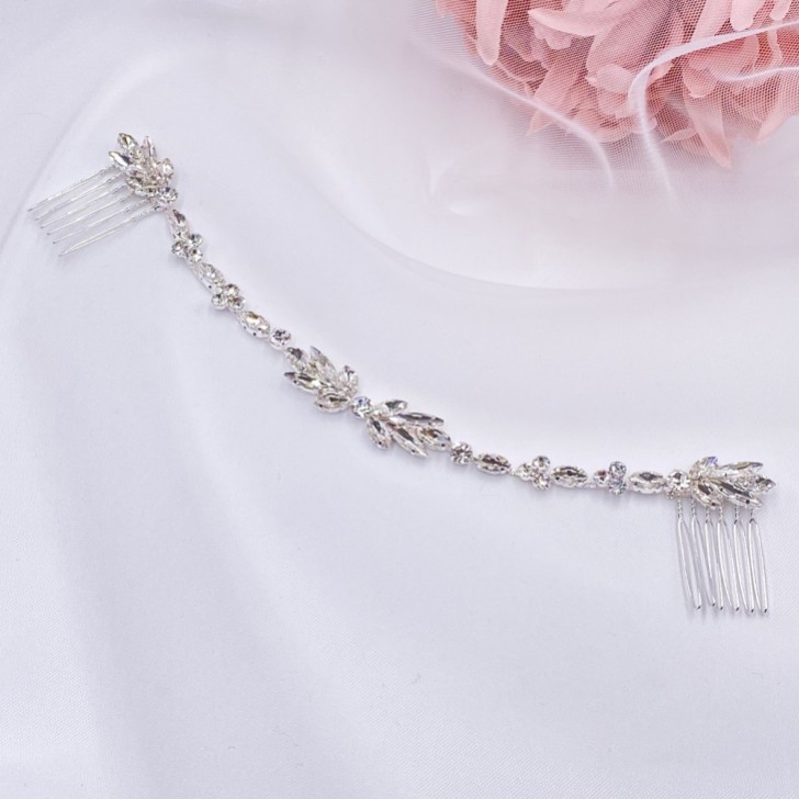 Melody Silver Draped Crystal Wedding Headpiece