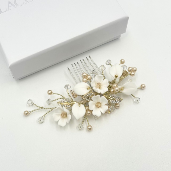 Mini peigne à cheveux Almeida Gold Floral