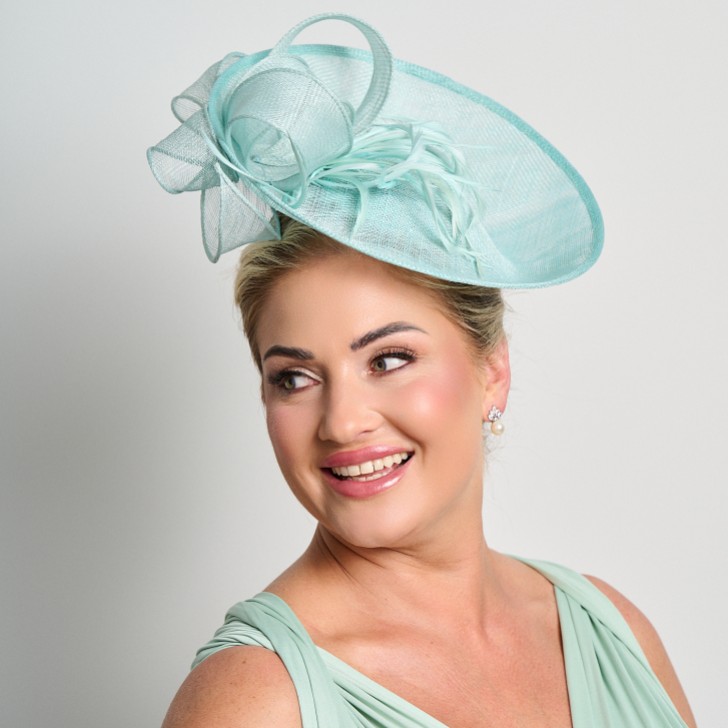 Mint Green Large Sinamay Disk Wedding Fascinator