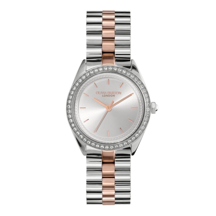 Olivia Burton Bejeweled 34mm Silver and Two Tone Bracelet Watch