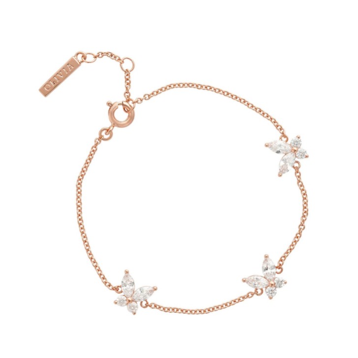 Olivia Burton Bracciale a catena con farfalla scintillante in oro rosa