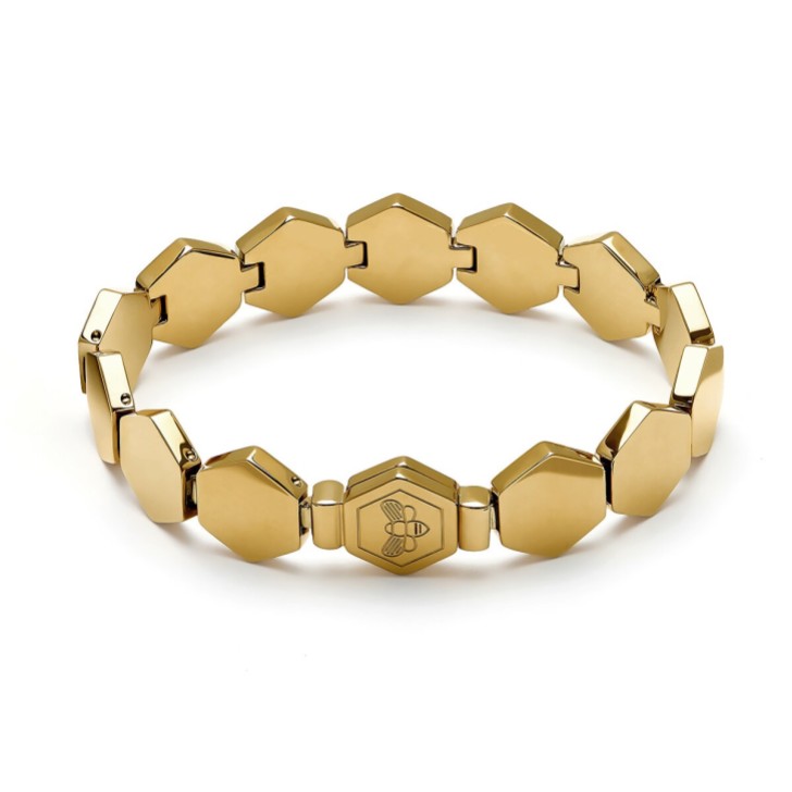 Olivia Burton Bracelet manchette étroite plaqué or en nid d'abeille