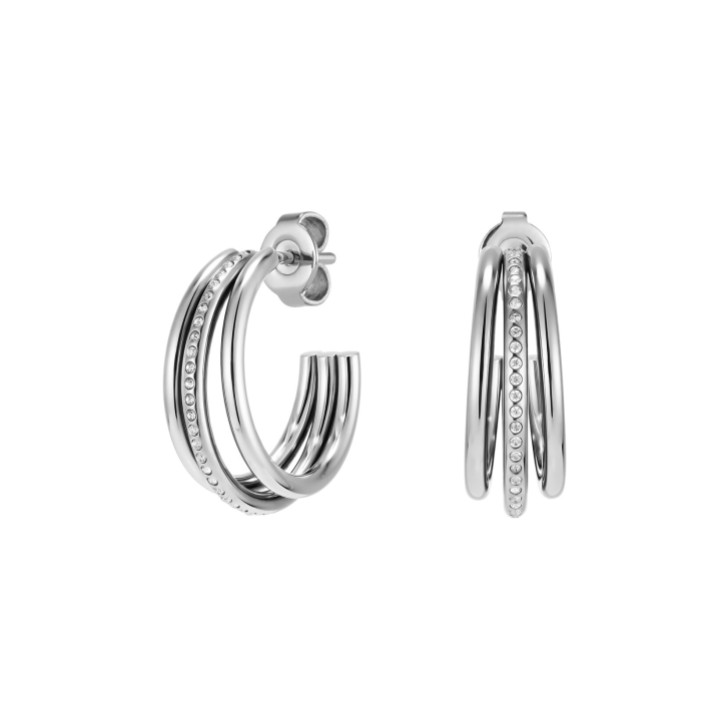 Olivia Burton Ever Stacked Claw Silver Tone Hoop Earrings