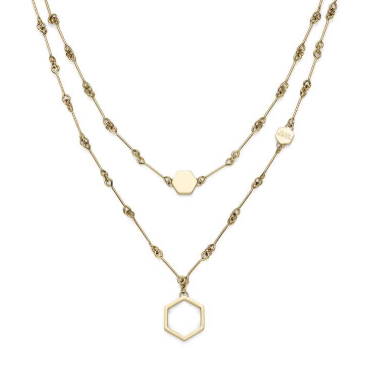 Olivia Burton Honeycomb Gold Plated Double Chain Necklace