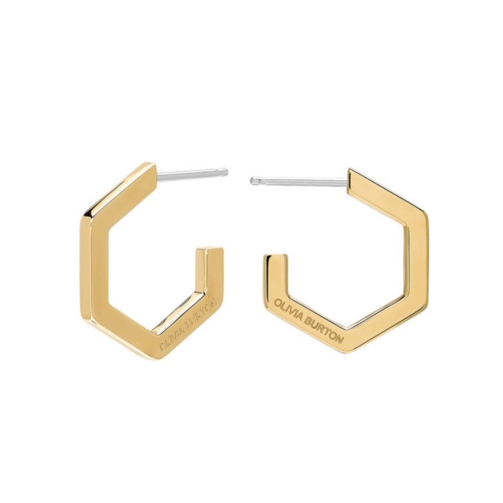 Olivia Burton Honeycomb Gold Plated Small Hoop Earrings