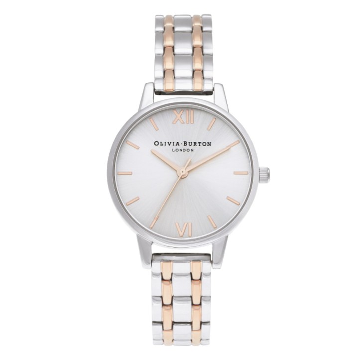 Olivia Burton Klassische 30-mm-Armbanduhr in Silber und Roségold
