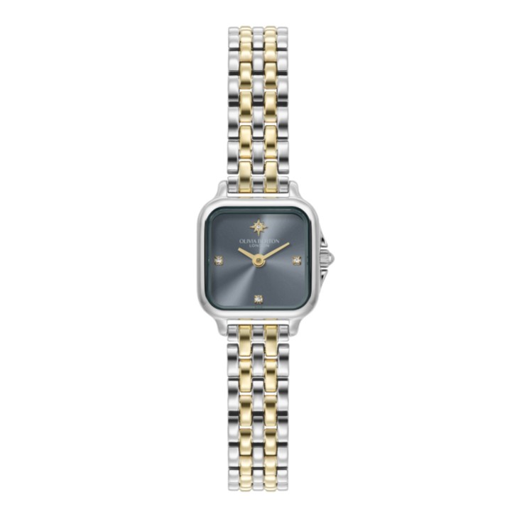 Olivia Burton Mini Grosvenor 20 mm Chalk Blue e orologio con bracciale bicolore