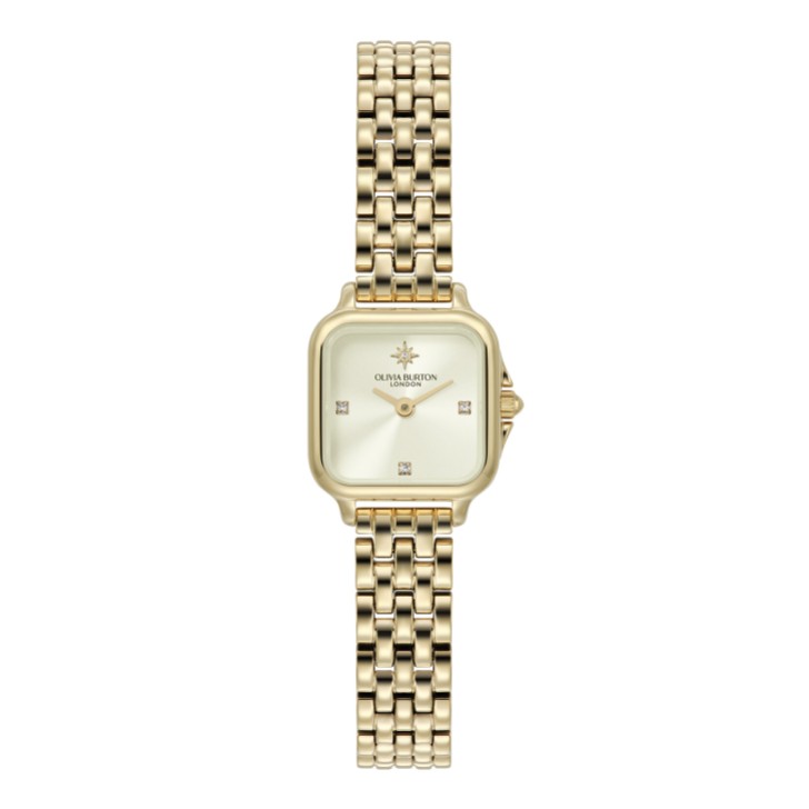 Olivia Burton Mini Grosvenor 20mm Armbanduhr in Elfenbein und Gold