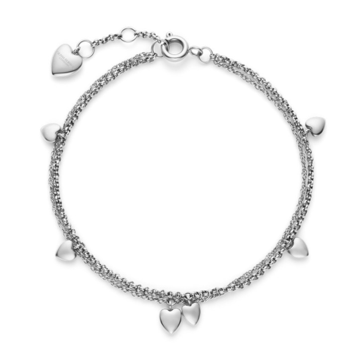 Olivia Burton Mini Heart Silver Tone Double Chain Bracelet