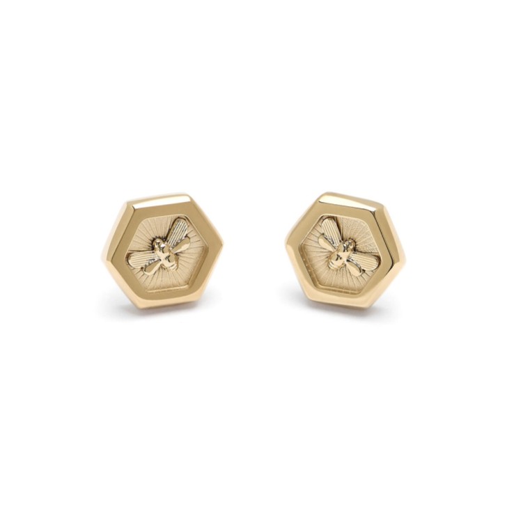 Olivia Burton Minima - Boucles d'oreilles abeille et nid d'abeille en or