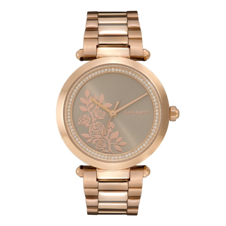 Olivia Burton Montre-bracelet Floral 34 mm en or rose avec détails en cristal