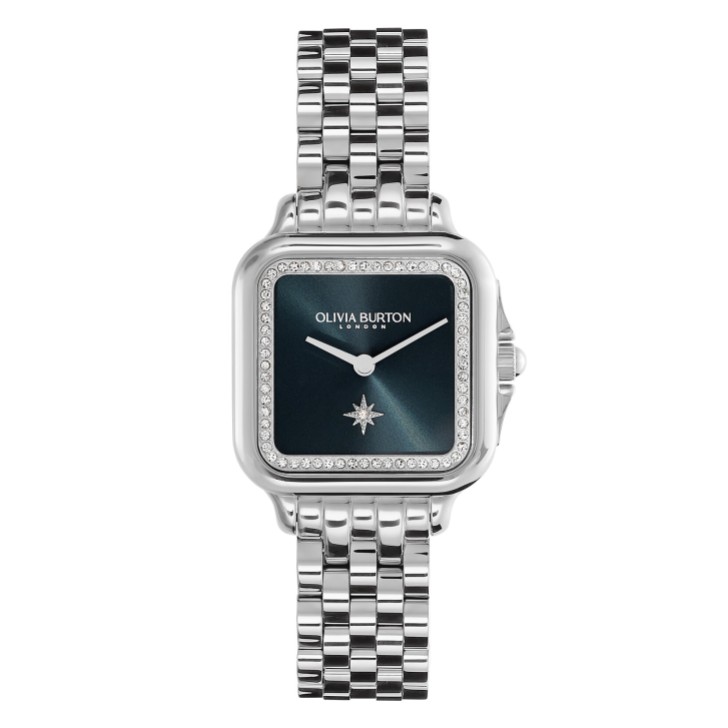 Olivia Burton Montre bracelet Grosvenor 28 mm bleu et argent