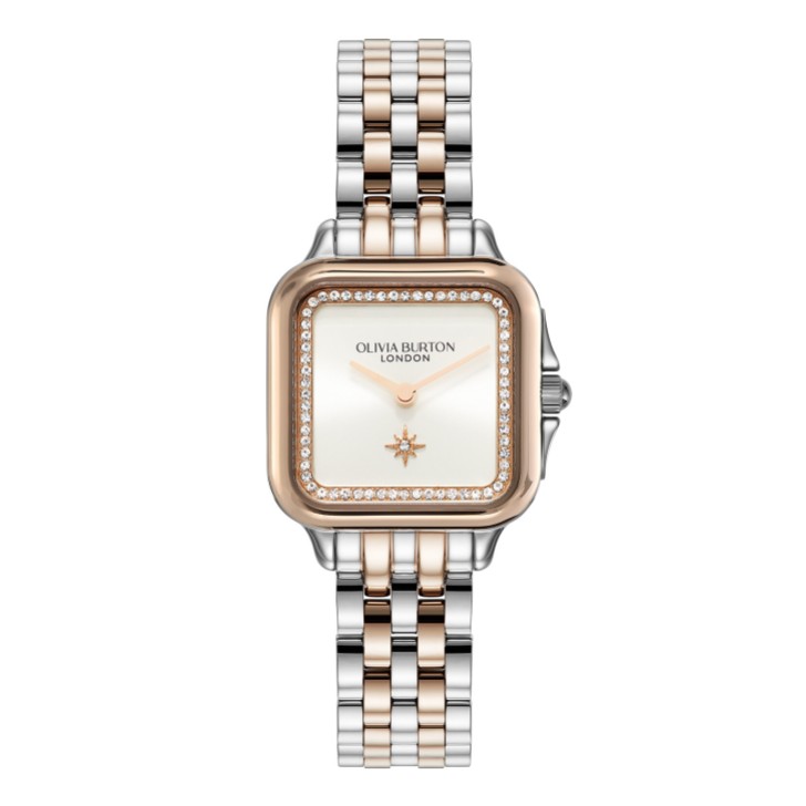 Olivia Burton Montre bracelet Grosvenor 28mm blanc et bicolore