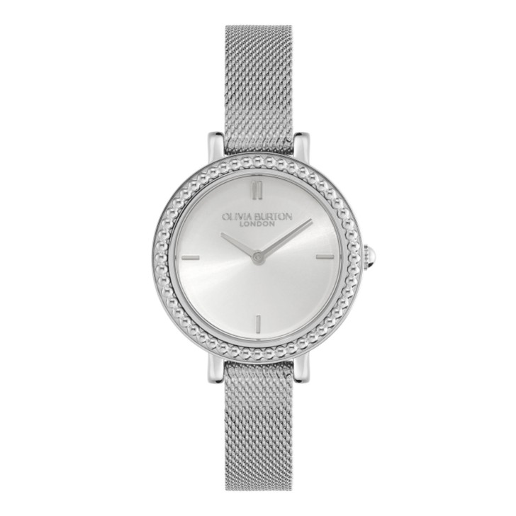 Olivia Burton Montre Vintage Bead 30mm Silver Mesh