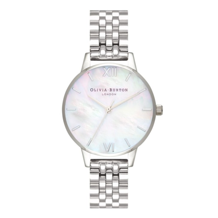 Olivia Burton Mother of Pearl 30mm Silver Bracelet Watch