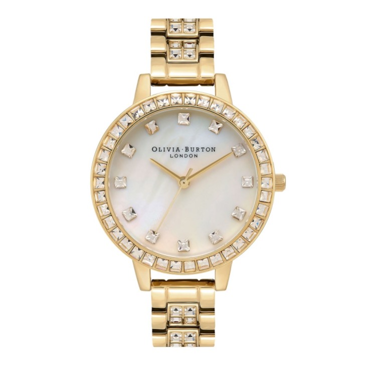 Olivia Burton Orologio con bracciale in oro 34 mm in madreperla e cristalli