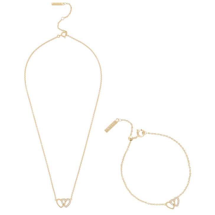 Olivia Burton Set di gioielli con collana e bracciale a cuore in oro