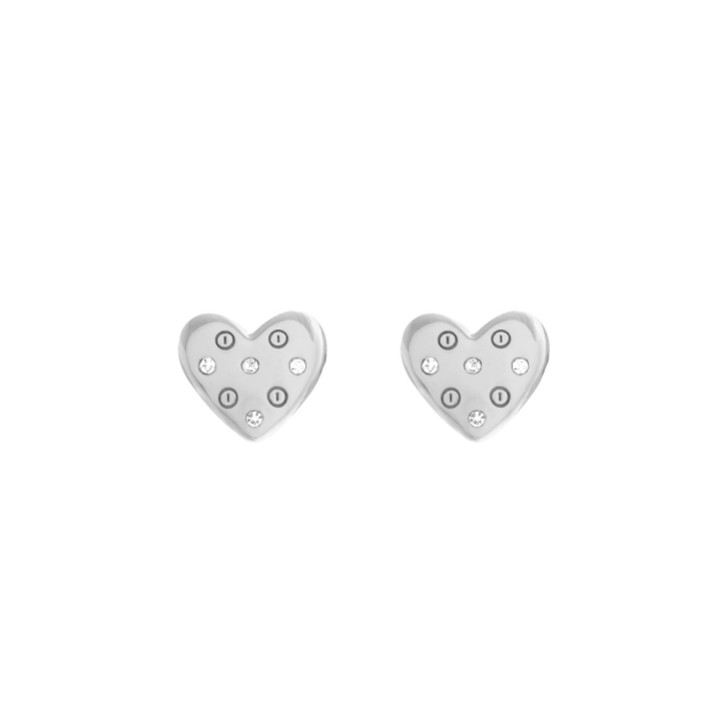 Olivia Burton Silver Crystal Heart Stud Earrings
