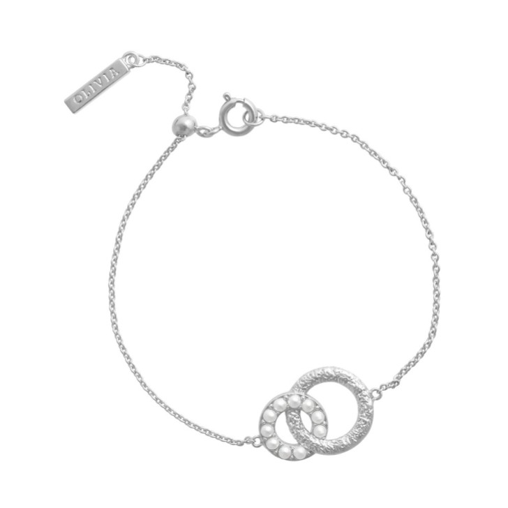 Olivia Burton Silver Pearl Interlink Dainty Chain Bracelet