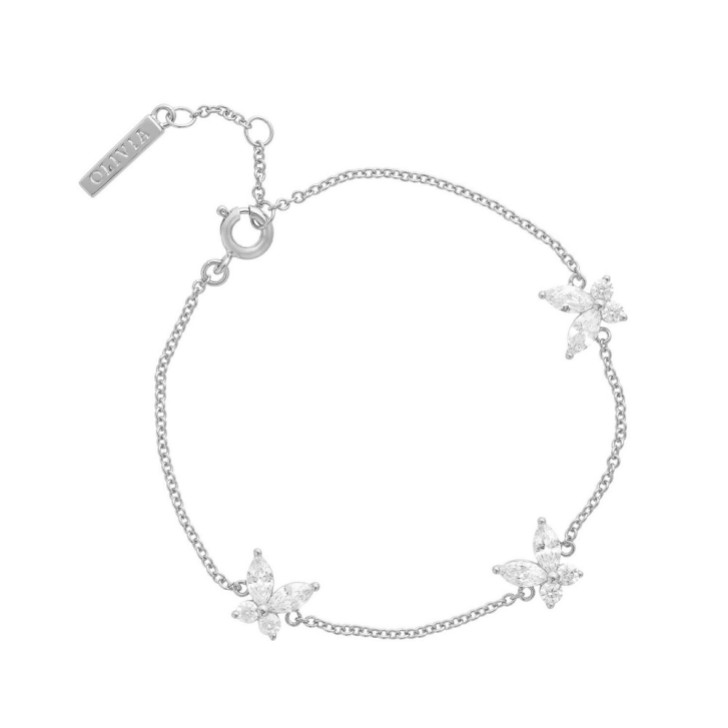 Olivia Burton Silver Sparkly Butterfly Chain Bracelet