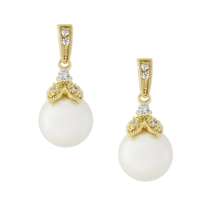Opulence Pearl Wedding Earrings (Gold)