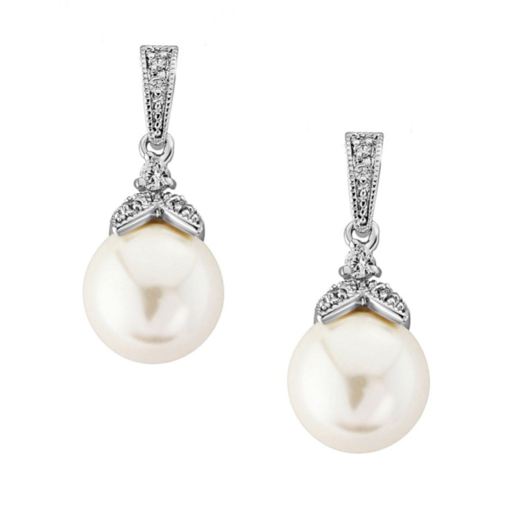 Opulence Pearl Wedding Earrings (Silver)