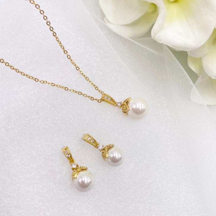 Opulence Pearl Wedding Jewellery Set (Gold)