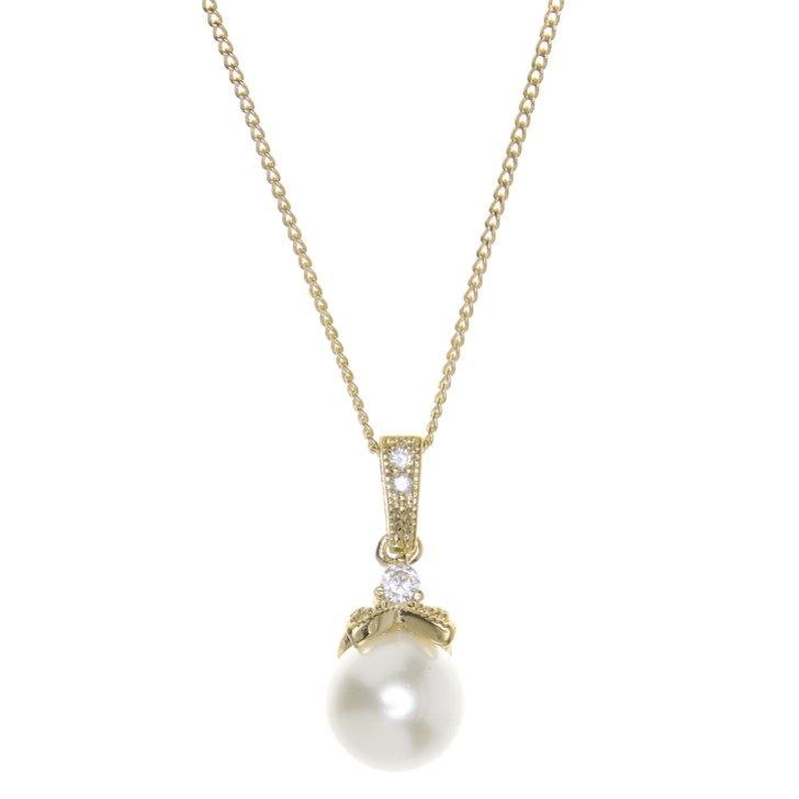 Opulence Pearl Wedding Pendant Necklace (Gold)