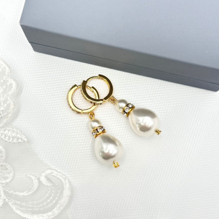 Panache Gold Large Teardrop Pearl Earrings