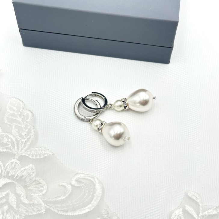 Panache Silver Large Teardrop Pearl Earrings