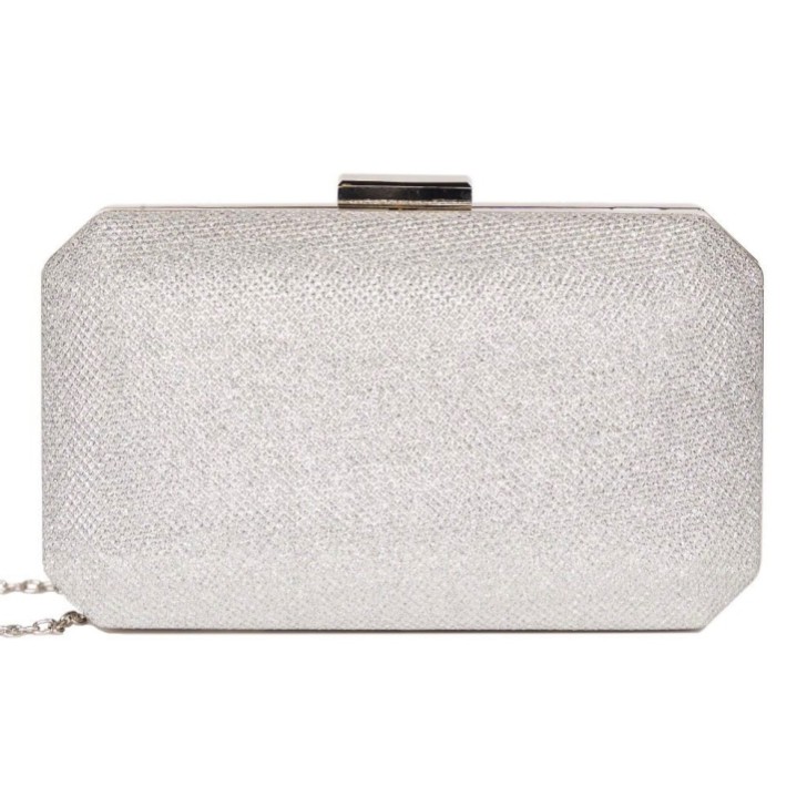 Paradox London Dulcie Silber Glitter Box Clutch Tasche