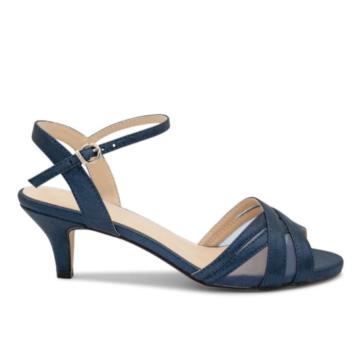 Paradox London Mowenna Navy Shimmer Kitten Heel Sandals (Sandales à petits talons)