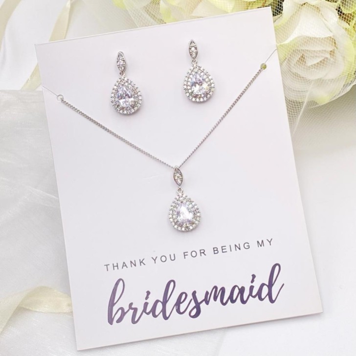 parure 'Thank You For Being My Bridesmaid' (Merci d'être ma demoiselle d'honneur) avec ornements en cristal