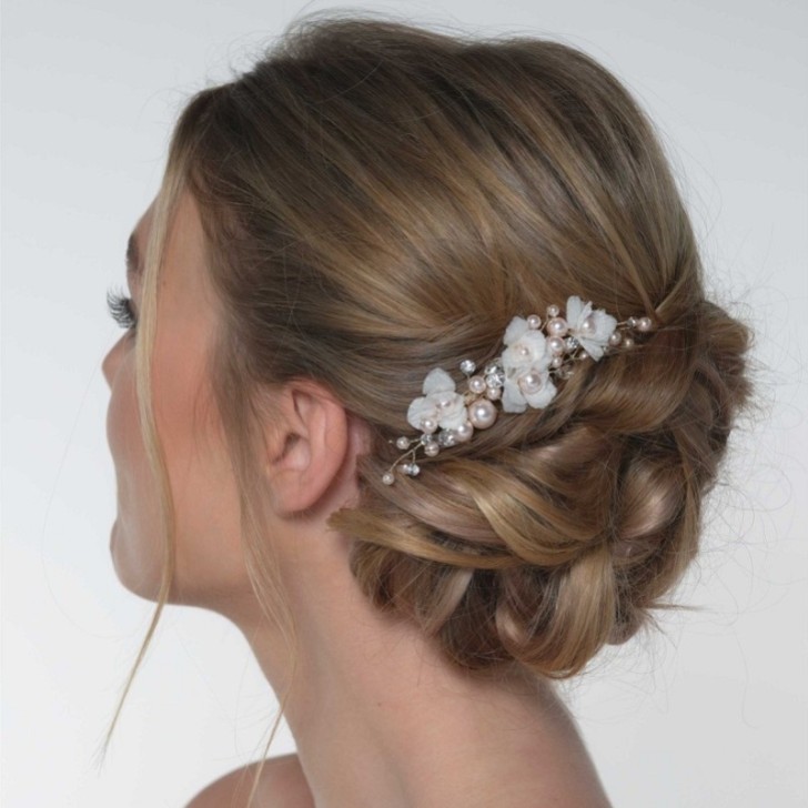 Peigne à cheveux floral Amaryllis Blush Pearls