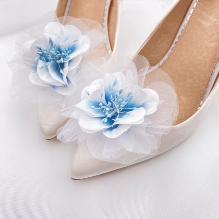 Perfect Bridal Apple Blue Flower Shoe Clips