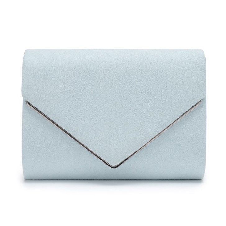 Perfect Bridal Bea Blue Suede Envelope Clutch Bag