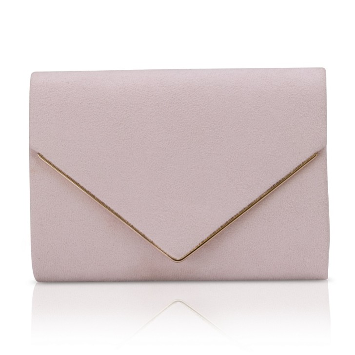 Perfect Bridal Bea Blush Suede Envelope Clutch Bag