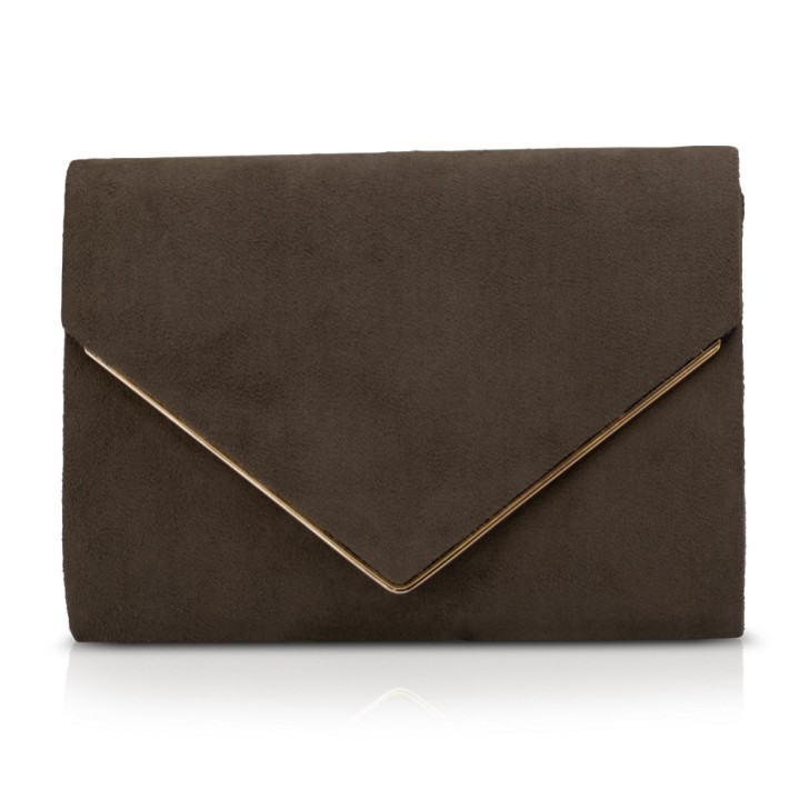 Perfect Bridal Bea Olive Green Suede Envelope Clutch Bag