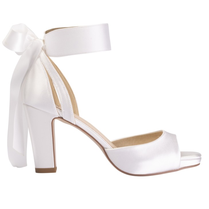 Perfect Bridal Charlie Dyeable Ivory Satin Tie Up Block Heel Platform Sandals (ST12)