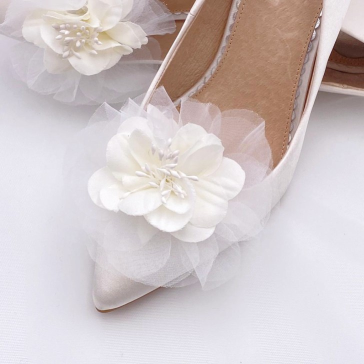 Perfect Bridal Clips de chaussures à fleurs ivoire pomme