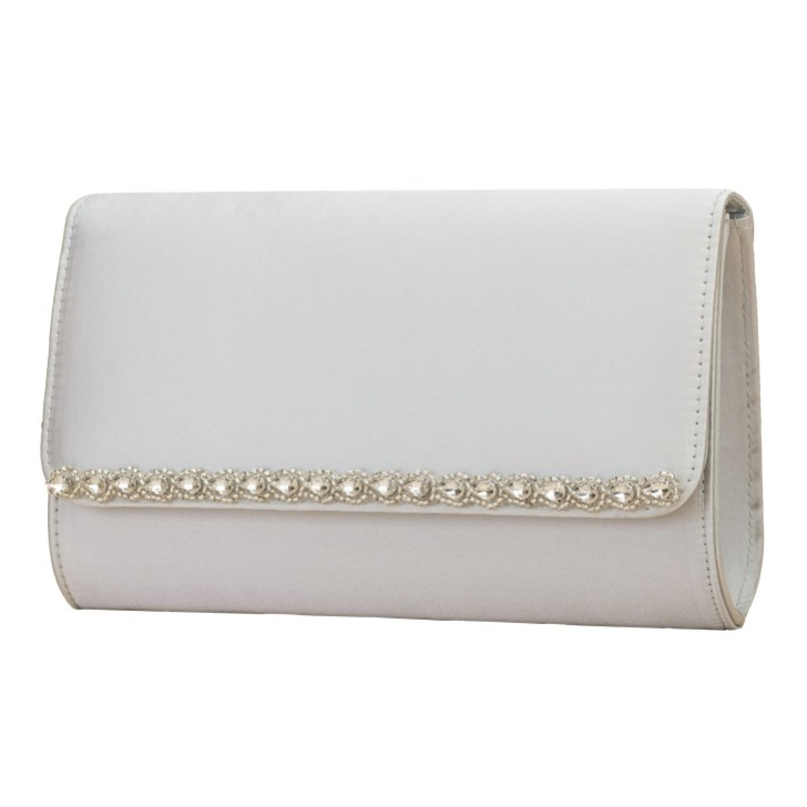 Perfect Bridal Dee Dyeable Ivory Satin and Diamante Clutch Bag