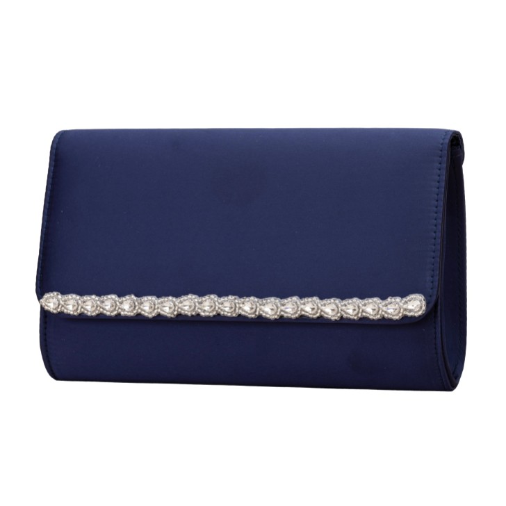 Perfect Bridal Dee Midnight Satin and Diamante Clutch Bag