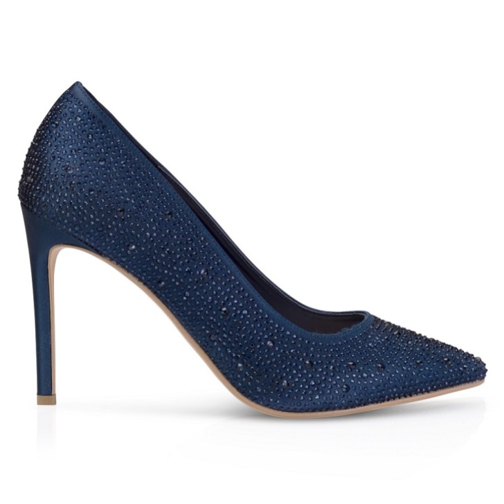 Perfect Bridal Electra Marineblaue Kristall-verschönerte hochhackige Schuhe