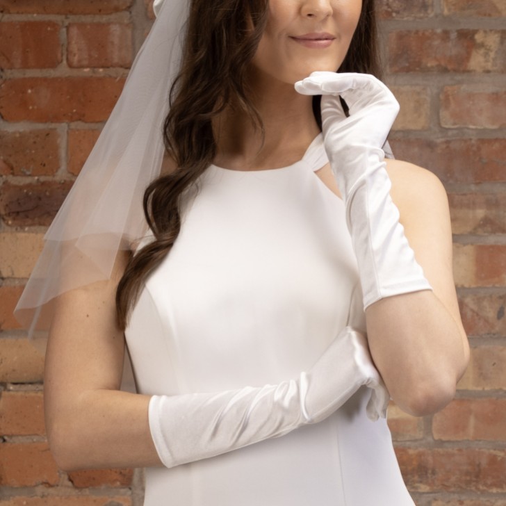 Perfect Bridal Ivory Satin Wedding Gloves