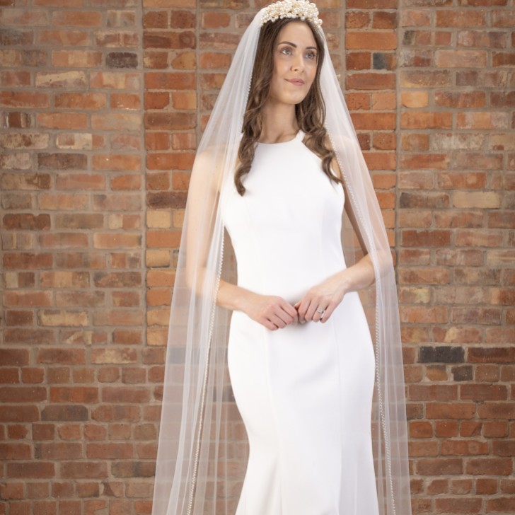 Perfect Bridal Ivory Single Tier Pearl Edge Cathedral Veil