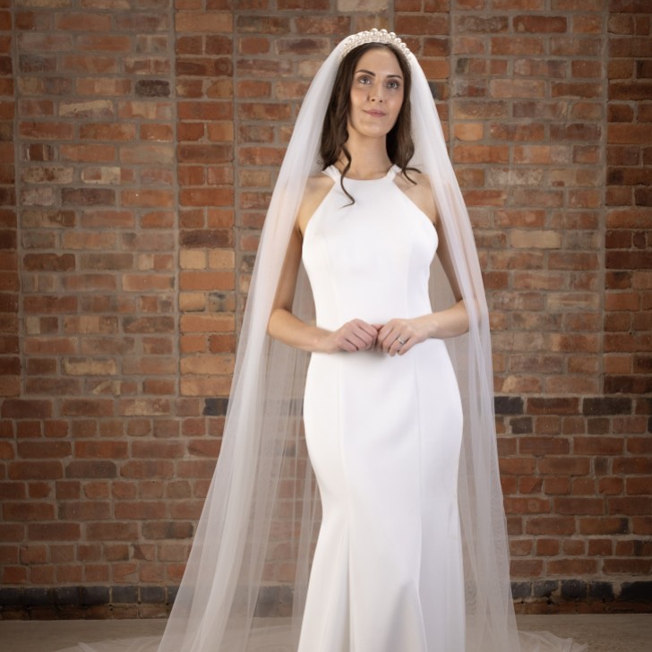 Perfect Bridal Ivory Single Tier Plain Cathedral Veil with Cut Edge