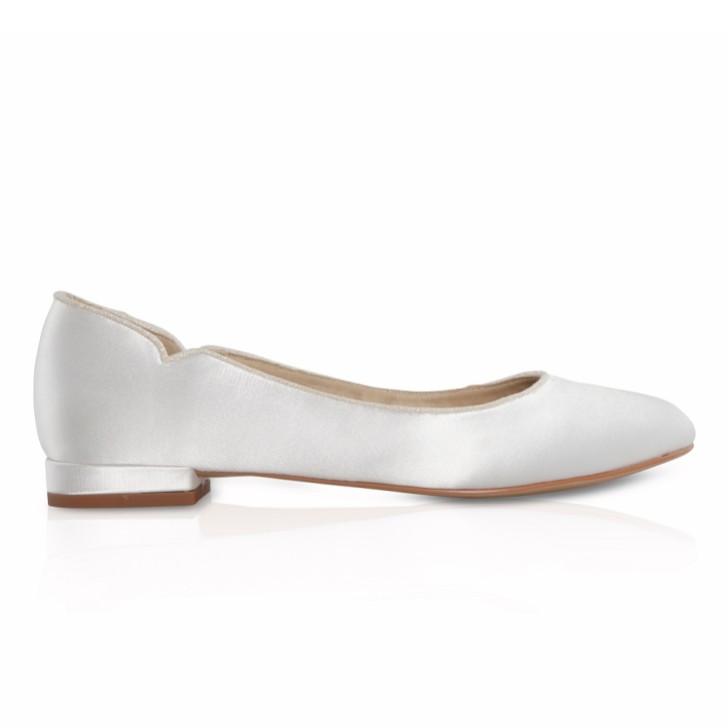 Perfect Bridal Jodie Dyeable Ivory Satin and Glitter Wedding Flats