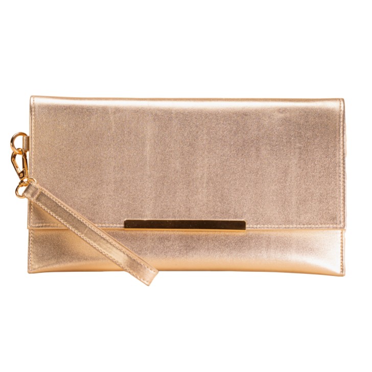 Perfect Bridal Kayla Gold Faux Leather Wristlet Bag